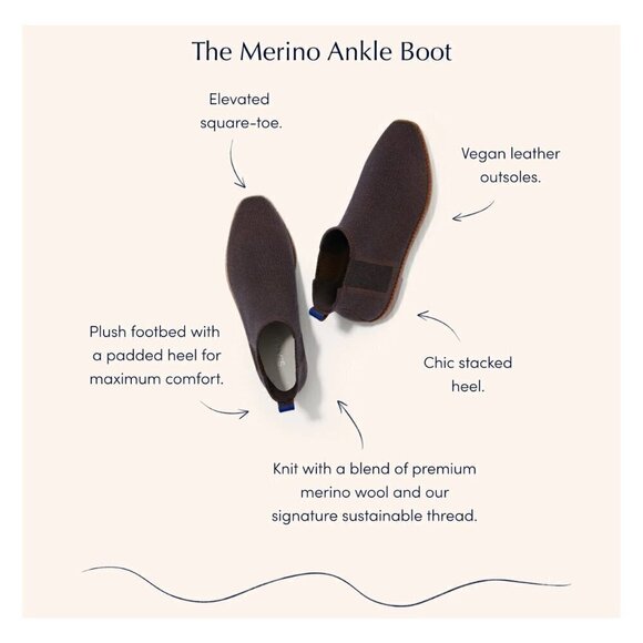 Rothy’s Like new The merino ankle boots in chocolate , Size 8.5 - Picture 2 of 9